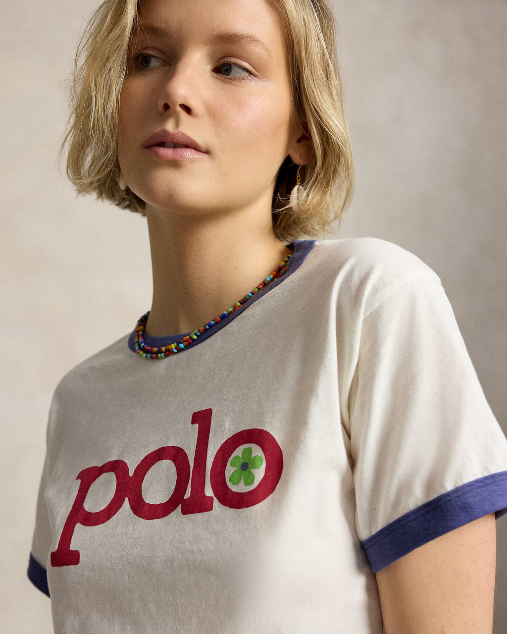 Polo Ralph Lauren - Logo Cotton Jersey Ringer T-Shirt - Warm White