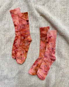 Mira Blackman - Soft & Sustainable Hand Dyed Bamboo socks in Canyon, Pink: Adult