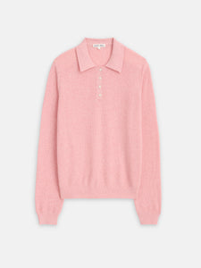 Alex Mill - Alice Polo Sweater in Cotton Powder Pink