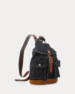 denim backpack with leather Double RL - Mini Denim Rucksack