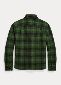 Double RL - Plaid Cotton-Linen Jacket in Green/Mountain Yellow