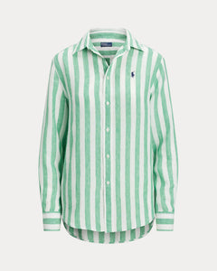 Polo Ralph Lauren - Classic Fit Striped Linen Shirt - Green/White City W. Polo Ralph Lauren - Classic Fit Striped Linen Shirt - Green/White City W.