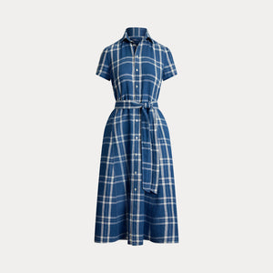 Polo Ralph Lauren - Linen Short Sleeve Day Dress - Blue/White City W. Polo Ralph Lauren - Linen Short Sleeve Day Dress - Blue/White City W.
