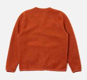 Universal Works - Cardigan In Orange Wool Fleece