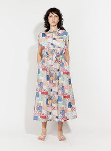 Engineered Garments - Women's Banded Collar Dress - Multi Color Floral Patchwork Print